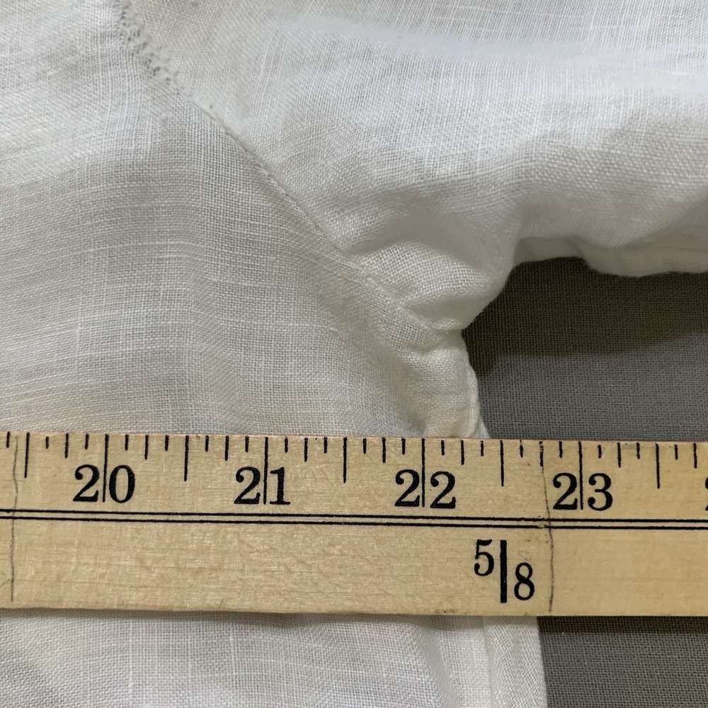 Talbots 1X White Linen Embroidered Blouse Boho Cottagecore Floral 3/4 Sleeve Top - Picture 8 of 11
